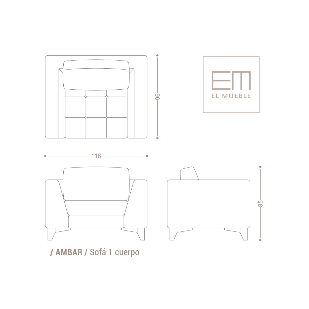 Sofá desenfundable 2 plazas plus Crucero en Ámbar Muebles