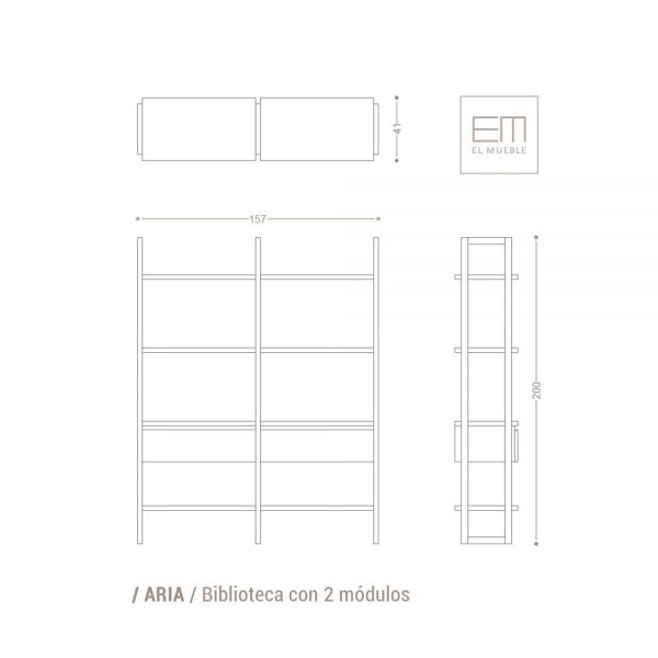 biblioteca aria 2 modulos - EL MUEBLE