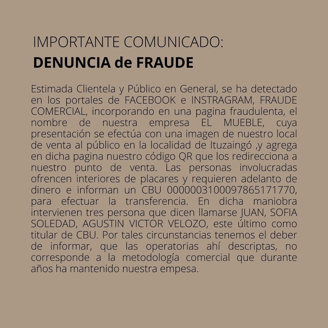 Importante Comunicado: Denuncia de Fraude