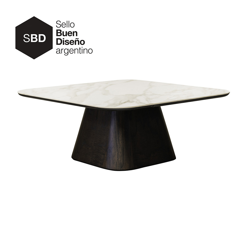 Mesa baja Rado con tapa en Pura Stone Ora Gold - Sello Buen Diseño Argentino - EL MUEBLE
